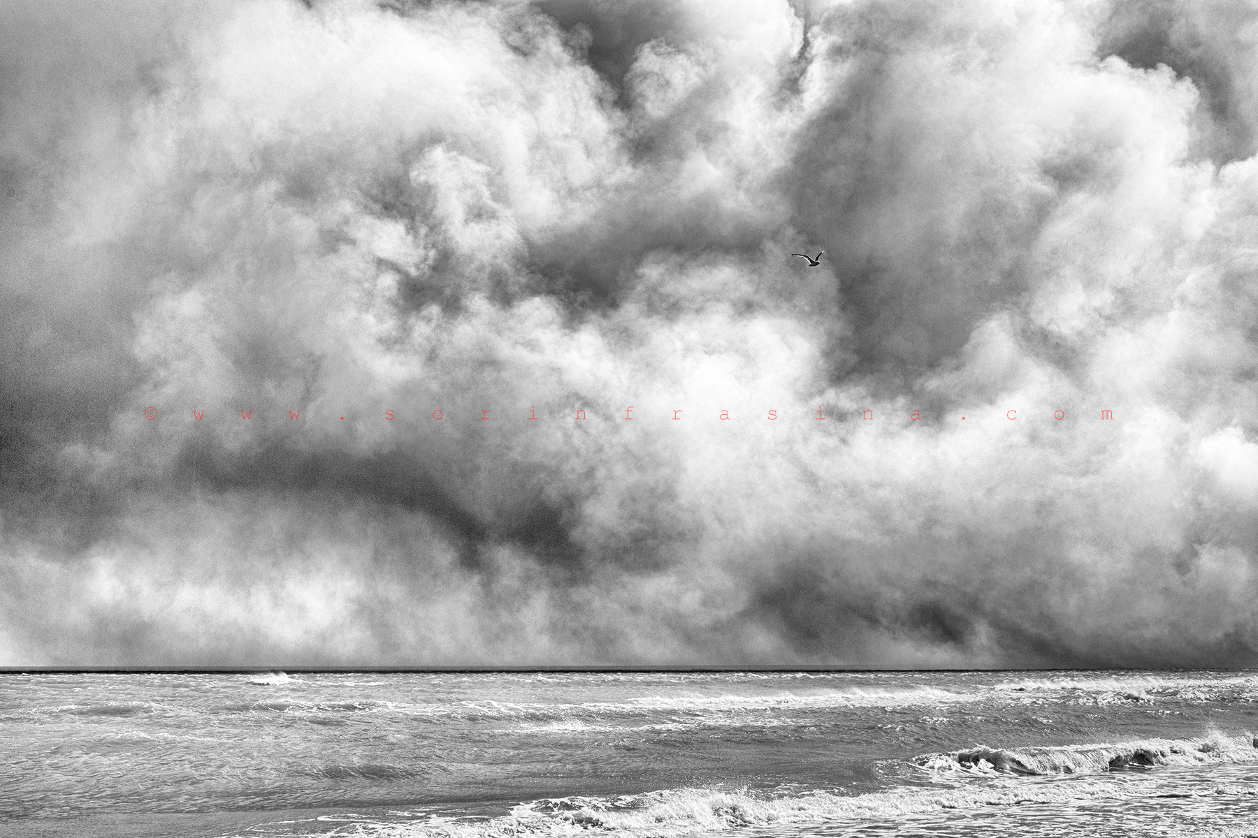 smoke over water, burning sea image black and white © Sorin Frasina